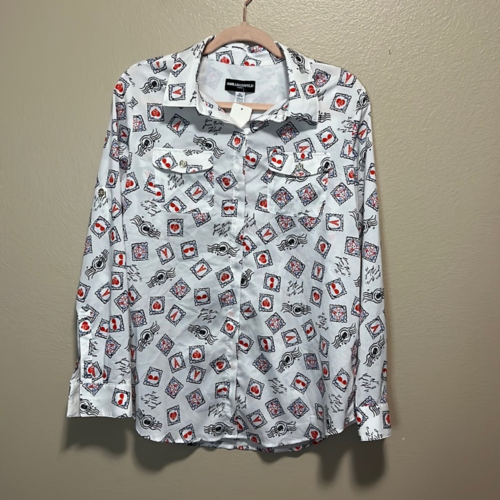 Karl Lagerfeld postage stamp shirt
